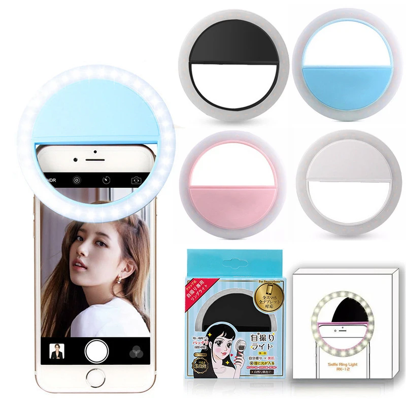 LED 링 플래시 유니버설 Selfie 빛 휴대용 휴대 전화 36 LED Selfie 램프 빛나는 반지 클립 아이폰 11 X XR 삼성