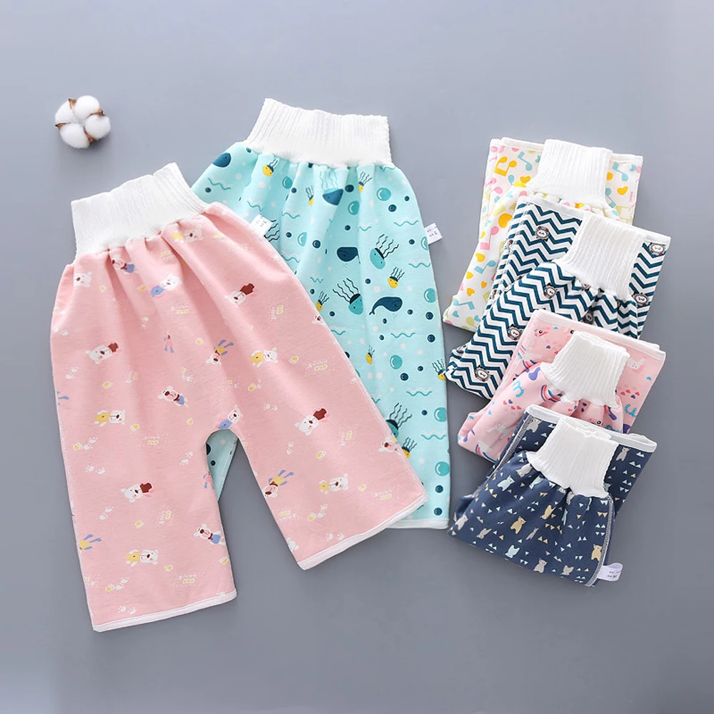 Kids Sleeping Bed Cotton Waterproof Wave Cherry Nappy Shorts Infant Training Pants Leak-proof Flower Diaper Baby Diaper Skirt