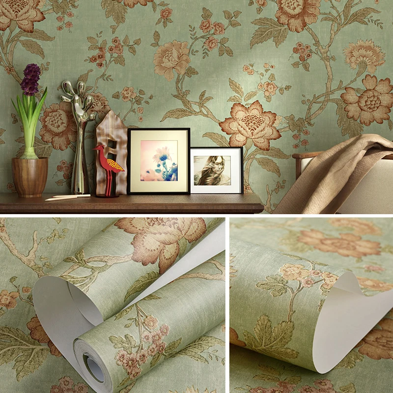 Dark Green Light Green Luxury Classic Damask Wallpaper Bedroom Living