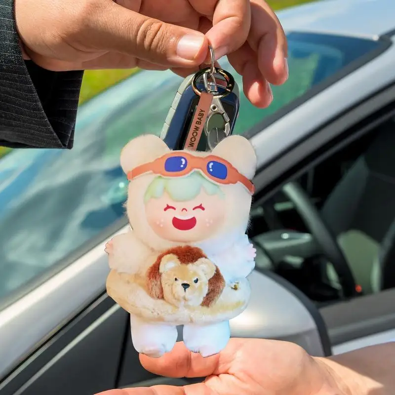 Keychain Plushies Cute Cartoon Animal Stuffed Toy Collectible Dolls Keychain Decoration Hangable Ornament For Living Room