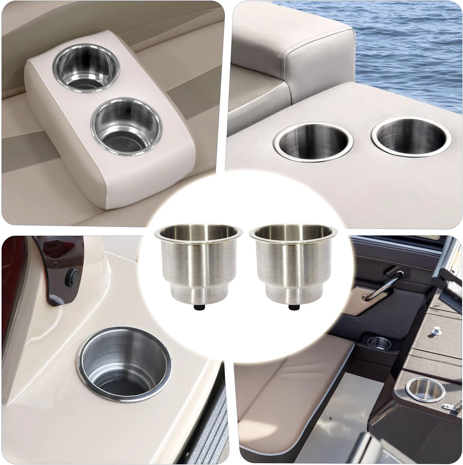 Stainless Steel Cup Holder with Drain Boat Rv Camper Boat Cup Holder Accessories