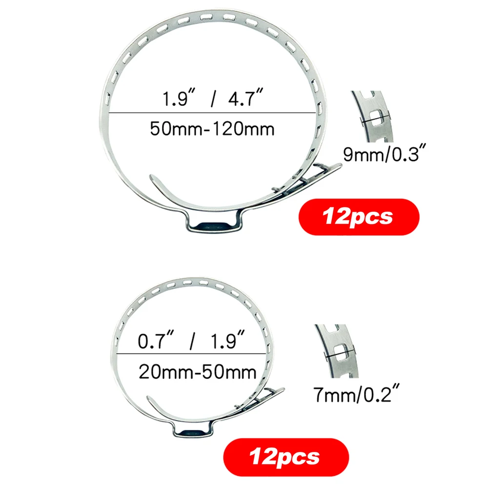 24Pcs CV Boot Clamp Kit-Stainless Steel Universal Adjustable Axle Boot CV Joint Bands Drive Axle Shaft Joint Crimp Clamps