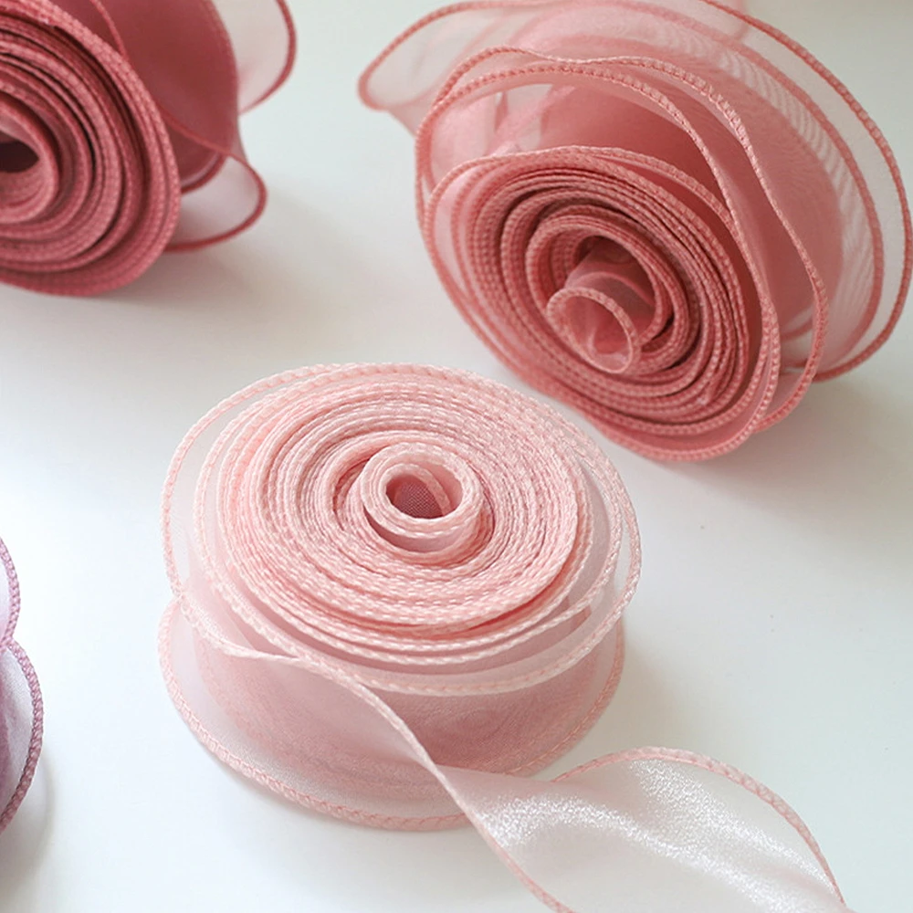 

10Yards/Roll Sheer Chiffon Ribbon Organza Satin Ribbons For Gift Wrapping Decoration Wedding Bouquets Wreath Sewing Supplies