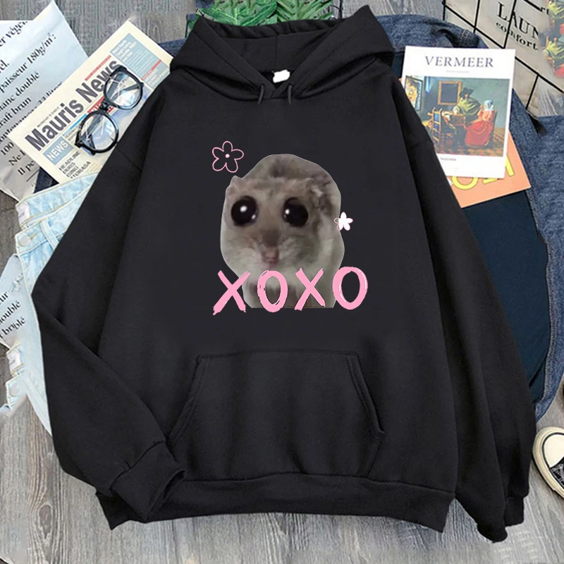 

Sad Hamster Graphic Hoodie Aesthetic Women Trendy Pullover Autumn Winter Fleece Pullover Clothing y2k Fashion Unisex Streetwear