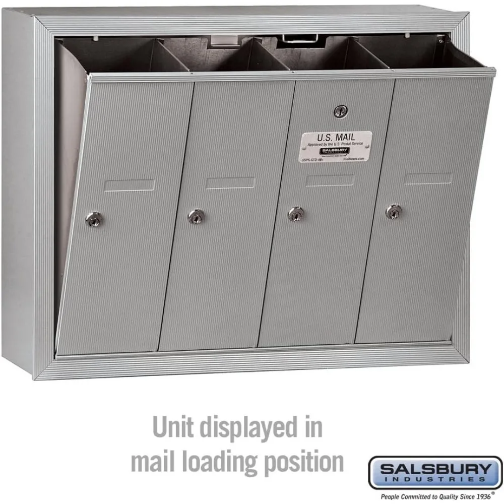 Aluminum 3504ASU Surface Mounted Vertical Mailbox 4 Doors USPS Access mailing box