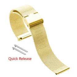 Premium 22mm Stainless Steel Bracelet Watch Band - Metal Strap Accessory for Other 22mm width (Gold)