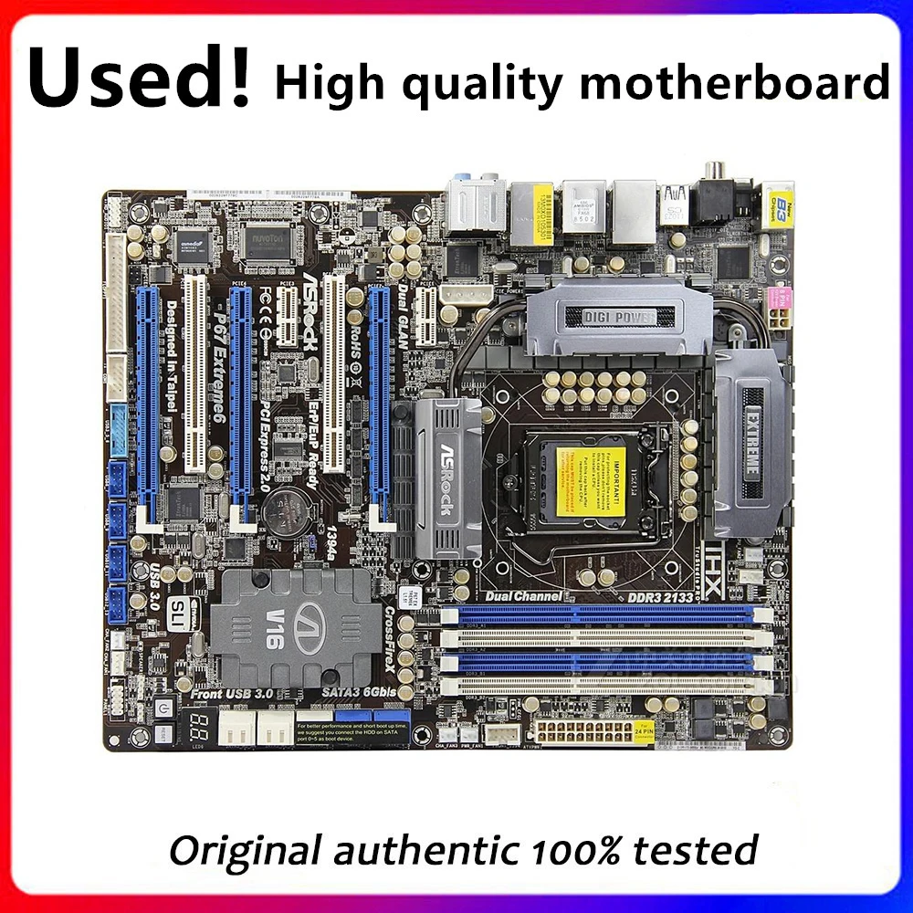Per Scheda Madre Del Computer Asrock P67 Extreme6 Lga 1155 Ddr3 P67 P8P67 Scheda Madre Desktop Utilizzata (Senza Scudo Termico)