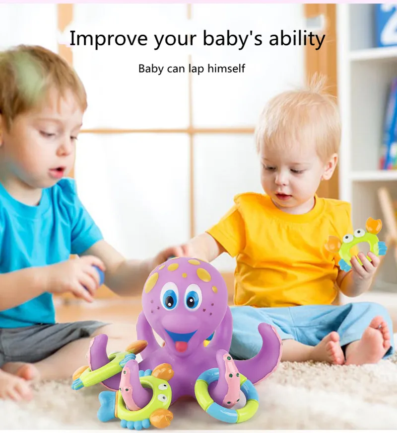 Baby Bath Toy – Cartoon Animal Octopus for Kids, Crawling Beach Toddler Bathtub, Bathroom, and Swimming Pool Water Play Beach games & Inflatables Beach Toys and Leisure Accessories