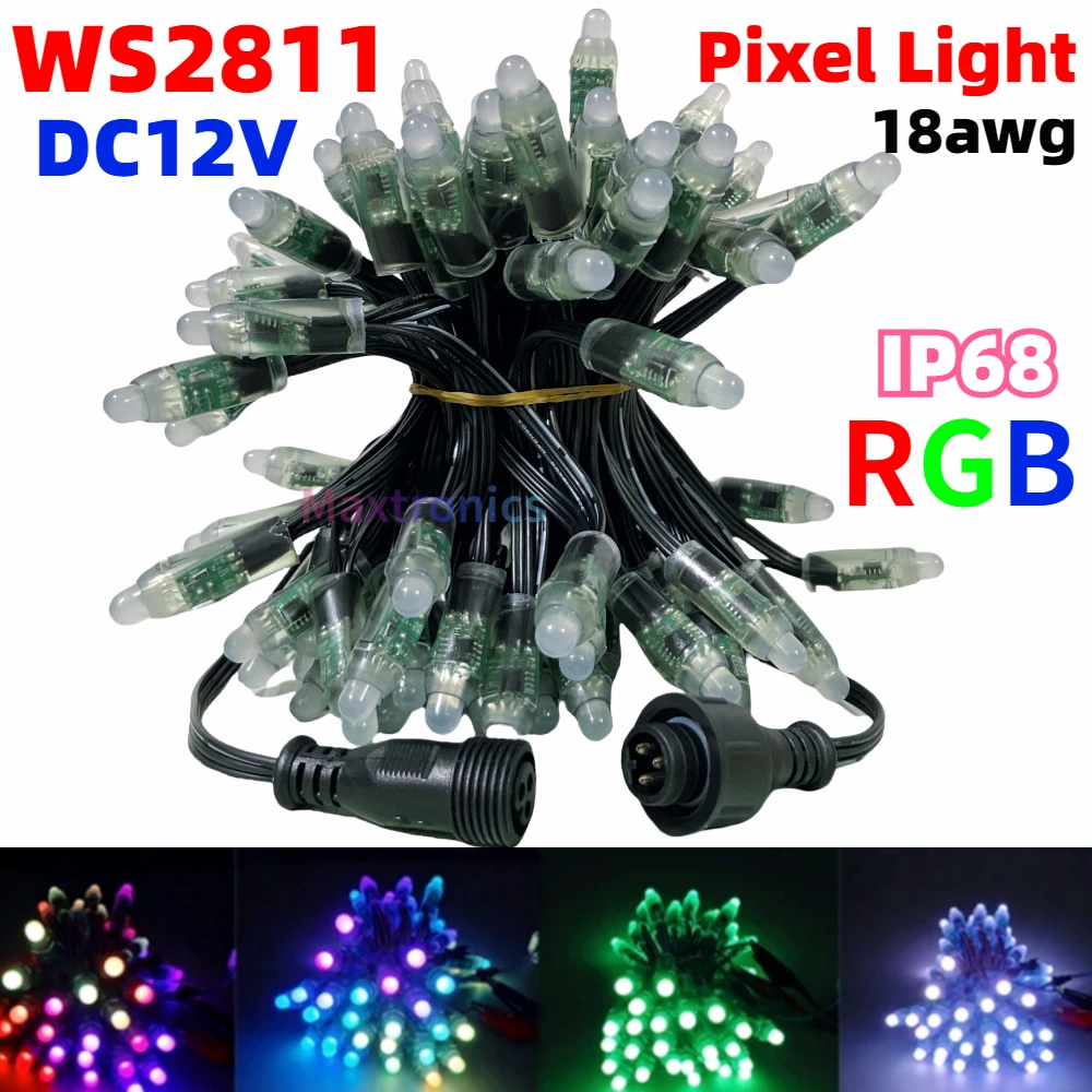 500/1000pc WS2811 Bullet Full Color LED Pixel Modules 18awg Black Wire IP68 12MM DC12V 13.5mm Conneccer for Festival Decor Light 39 500/1000pc WS2811 Bullet Full Color Led Pixel Modules 18awg Black Wire IP68 12MM DC12V 13.5mm Conneccer for Festival Decor Light
