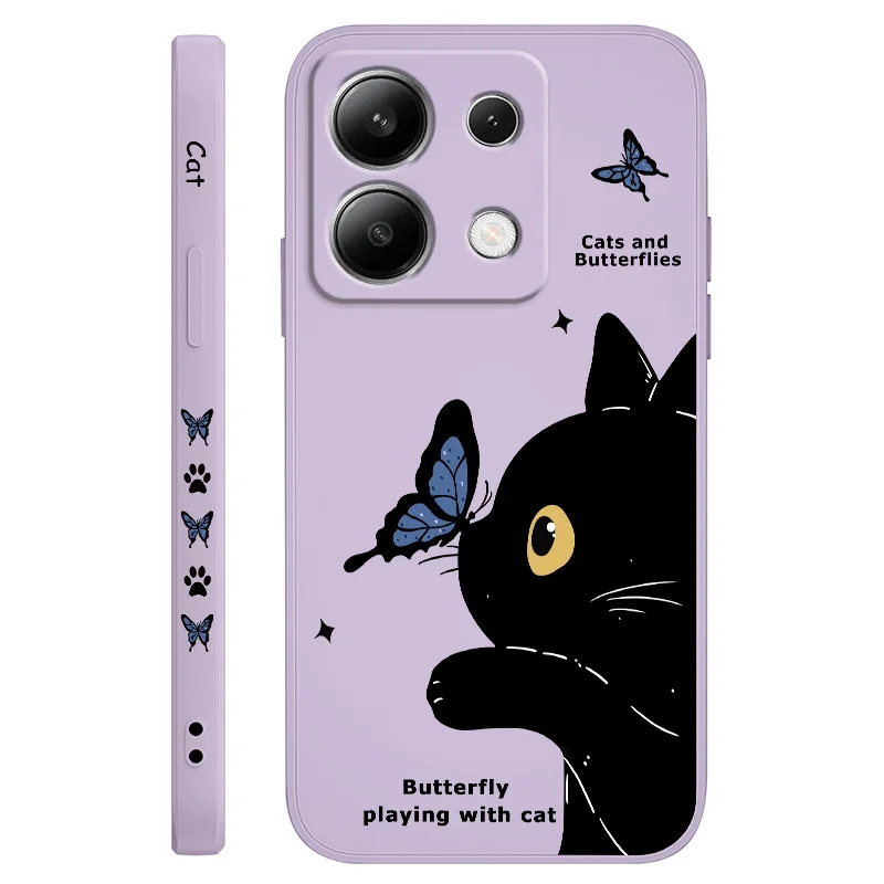 Cat & Butterfly Liquid Silicone Phone Case - Stylish & Durable Cover
