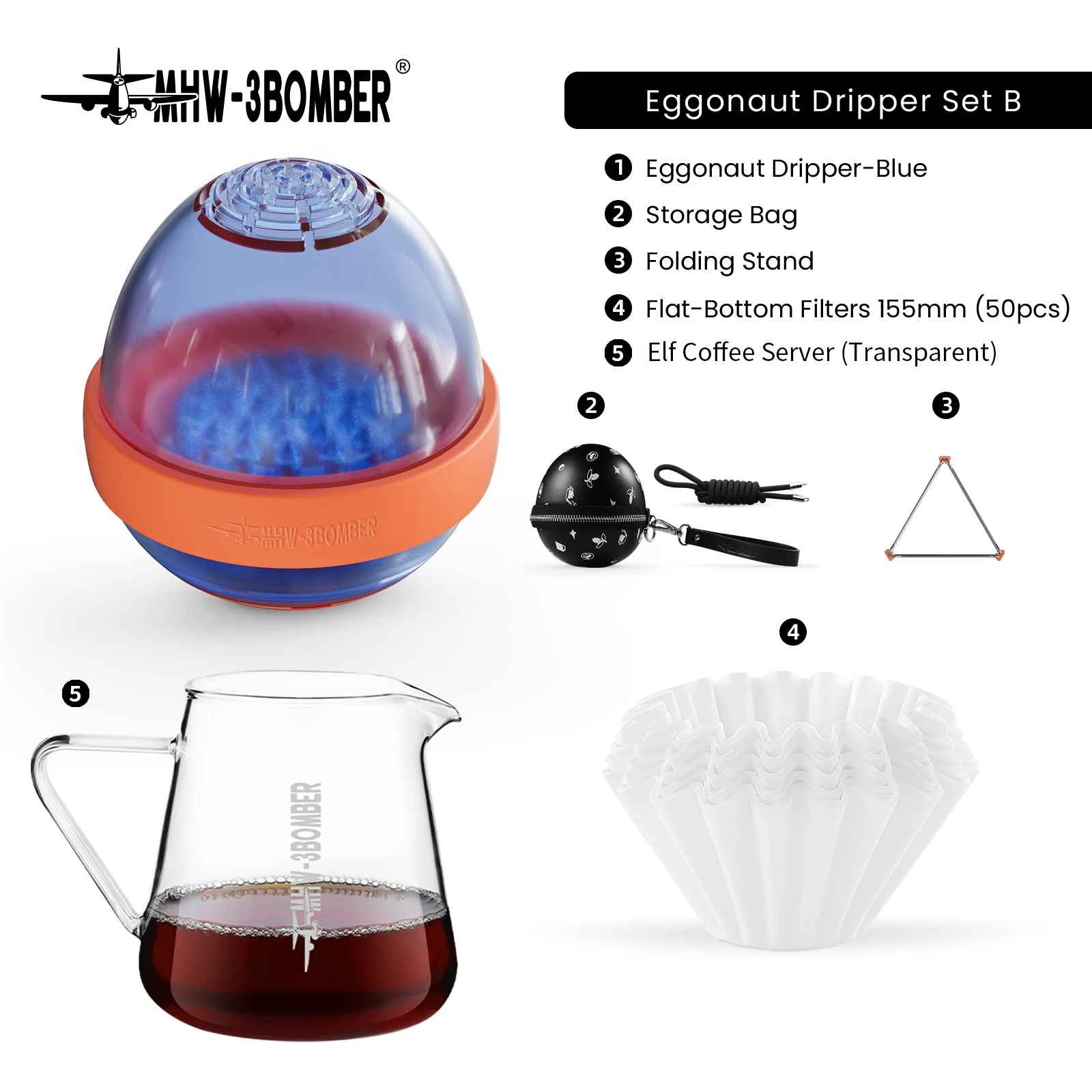 MHW-3BOMBER Eggonaut Portable Coffee Maker with Gl...
