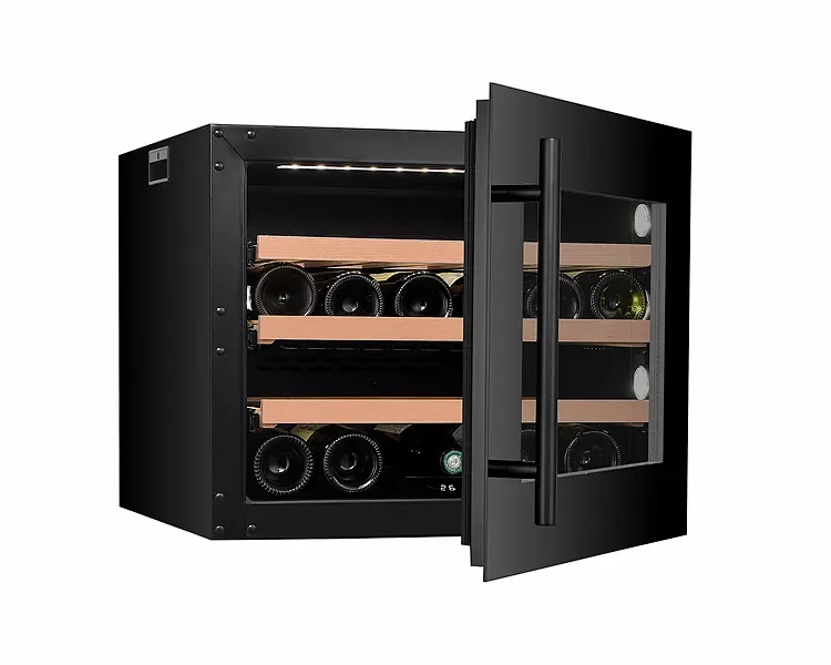 12 Inch Wine Cooler Mini Fridge Door Frame Black Case 18 Bottle Built In Or Freestanding With Stainless Steel Mirror Glass 50