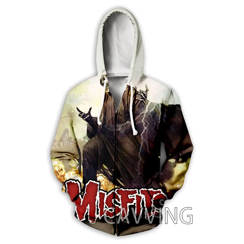 New Fashion 3D Print The Misfits Zipper Hoodies Zip Up Hooded