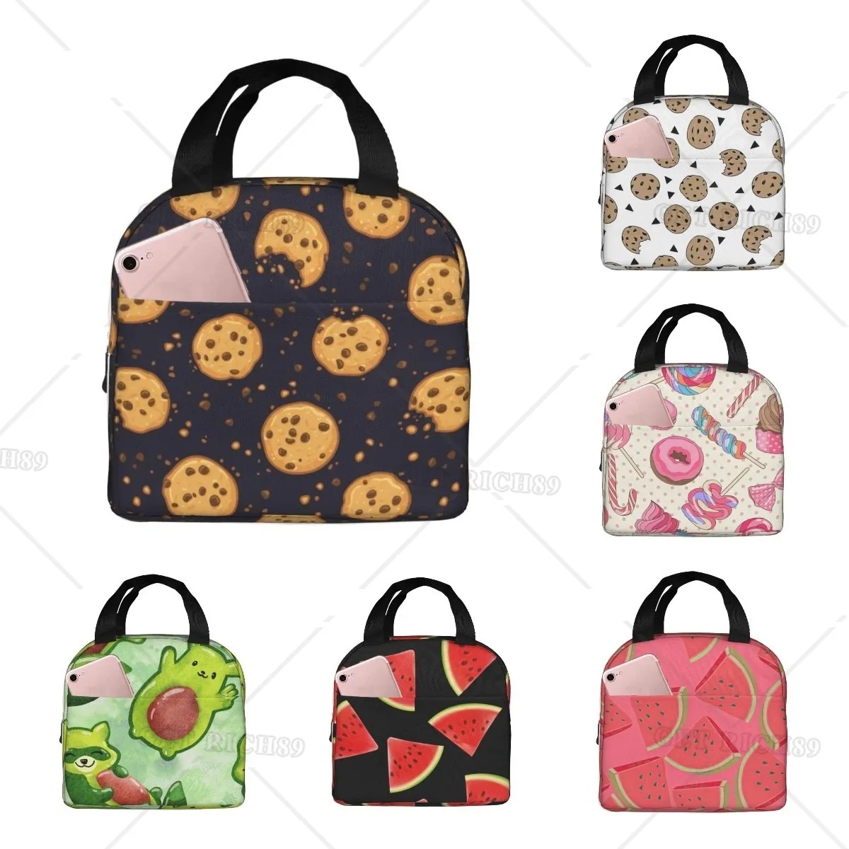 

Funny Cookie Insulated Lunch Bag for Women Men, Reusable Portable Cooler Lunch Box Large Capacity for Office Work Picnic Travel