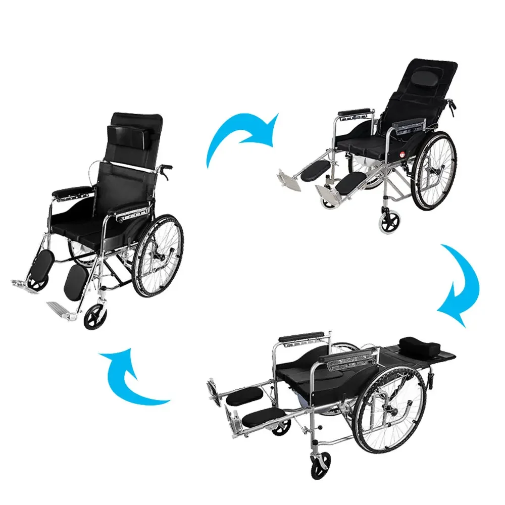 Manual Wheelchair Multifunctional Outdoor Full-Recliner Aluminum Lightweight
