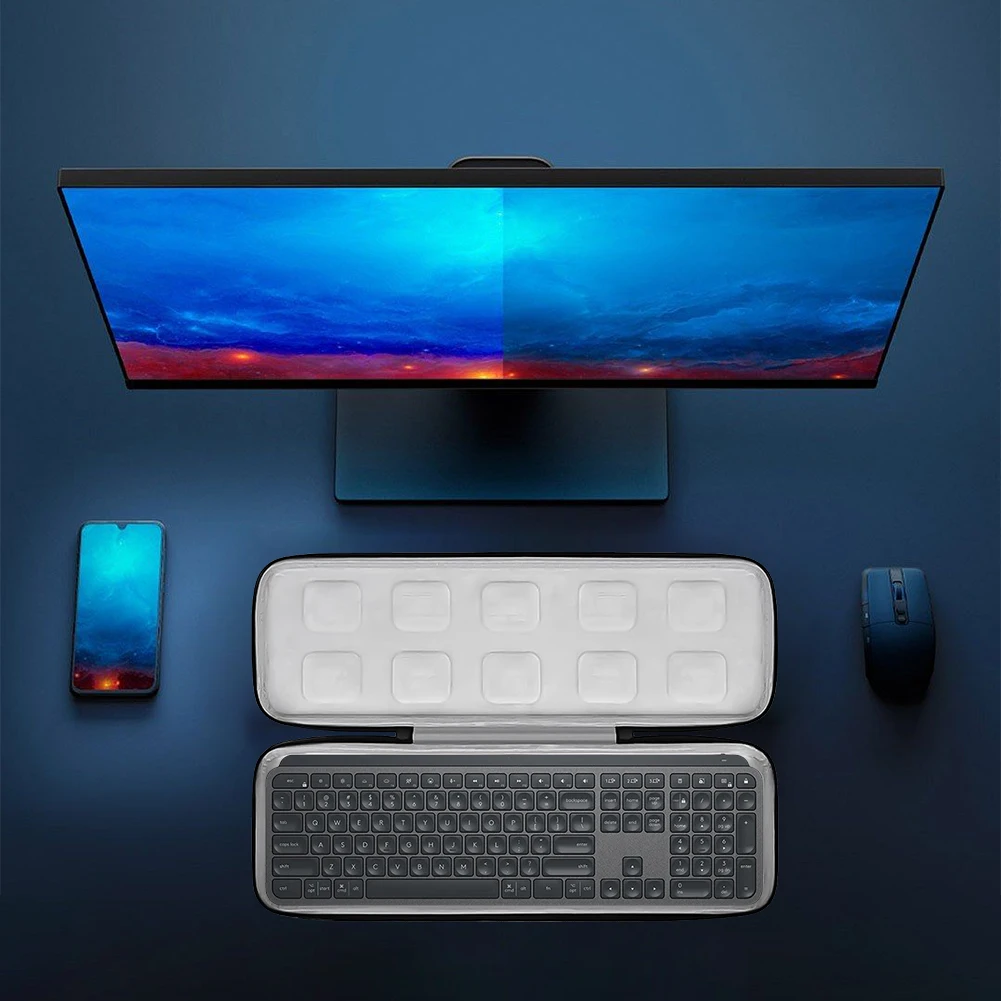 Compact Shockproof EVA Hard Shell Carrying Case for Wireless Keyboard Storage