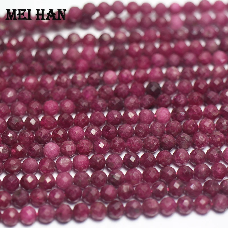Ruby Faceted Round Loose Beads 4mm 6mm 8mm For Jewelry Making Design DIY Necklace Bracelet