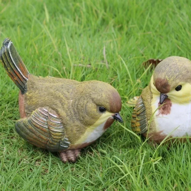 1pcs/4pcs Natural Simulation Resin Bird Garden Set Indoor Decoration Craft Small Ornaments Garden Living Room Decoration