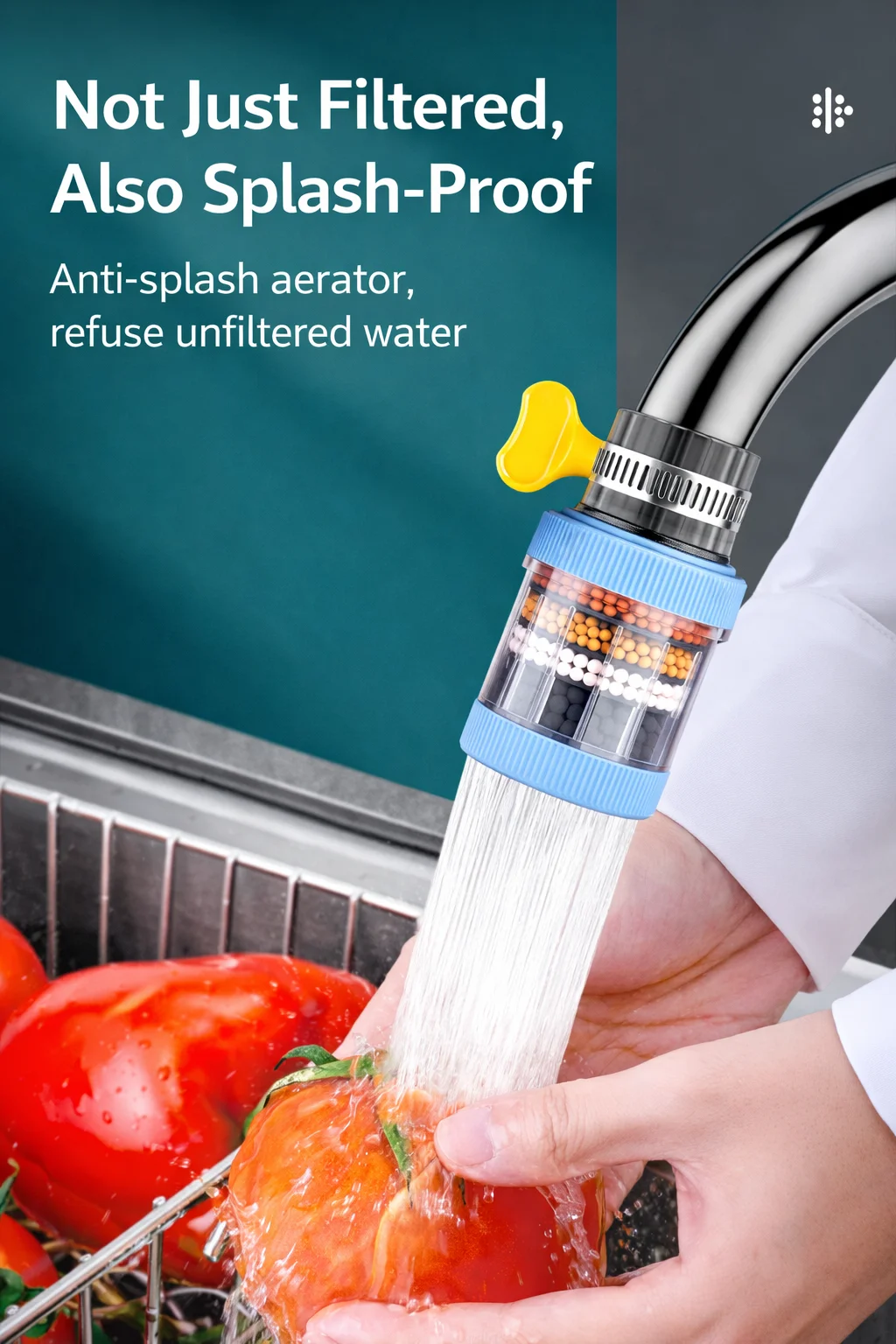 Flexibler Wasserhahn-Verlängerer mit Filter, 360° ° Biegbare Anti-Spritz-Wasserhahndüse, Küchenspüle Wasserfilter Belüfter Verlängerungsrohr – Detail 9