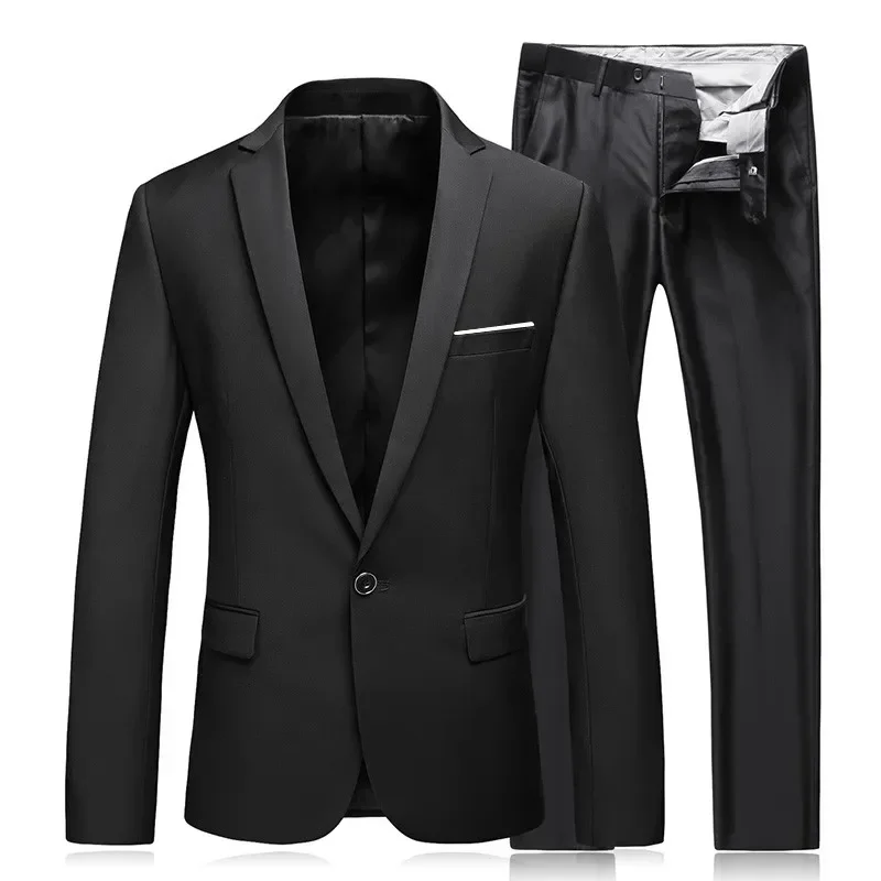 Description Picture 5 of item2023 Men's Business Fashion High Quality Gentleman Black 3 Piece Suit Set / Blazers Coat Jacket Pants Classic Trousers Vest