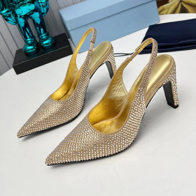 

Women Sandalias Summer 2023 New Pointed Toe Solid Colors Upper Women Casual Sandals Fashion Temperament High Heel Shoes