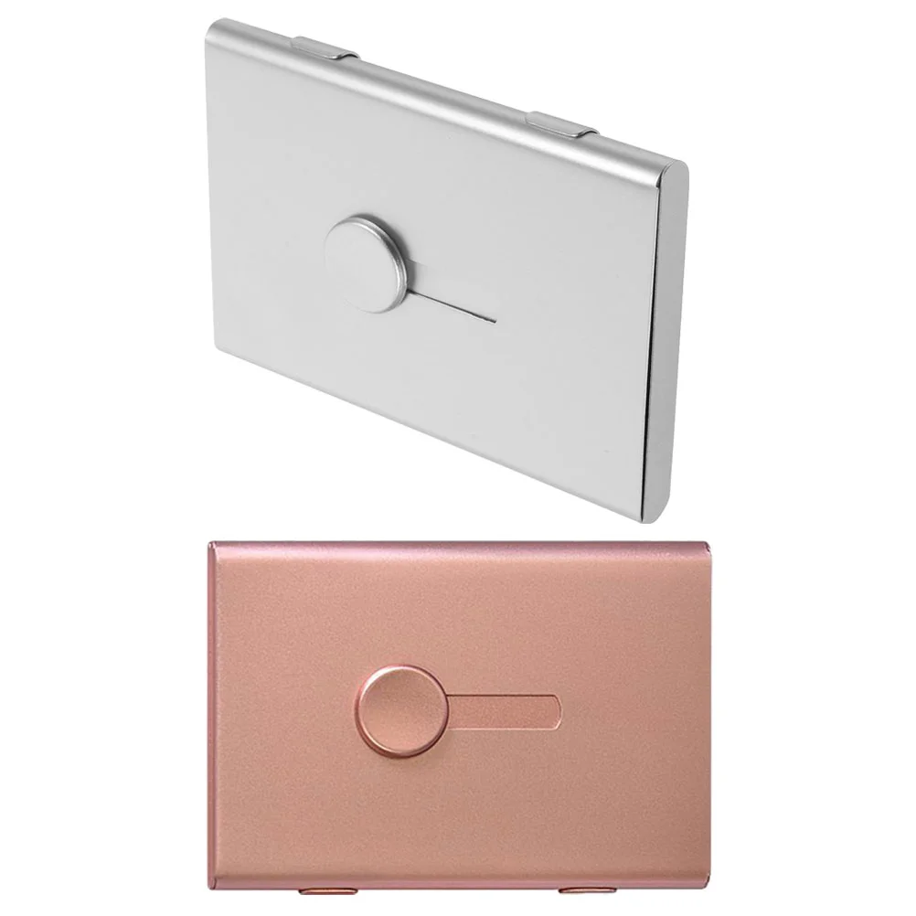 

2 Pcs Card Storage Box Name Cards Organizer Stainless Steel Business Case Aluminum Alloy Slide Out Holder Travel