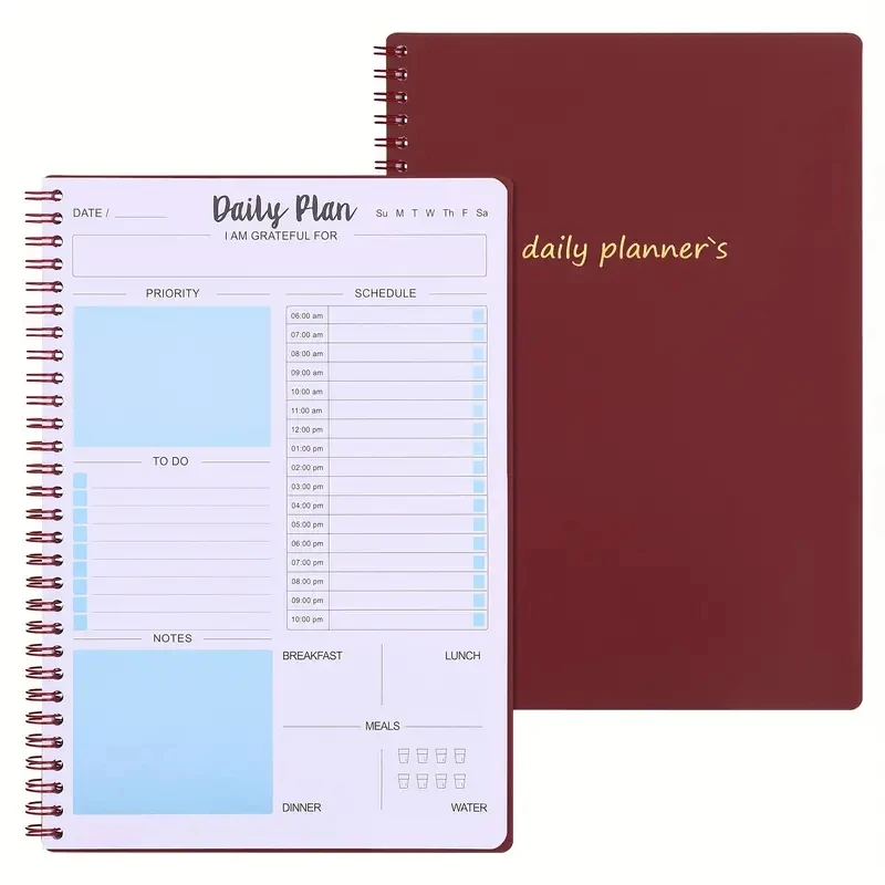 120 Pages Daily Planner Undated To Do List Notebook With Hourly Schedule Regolden-Book Calendars Meal Spiral Organizers Notebook images - 6