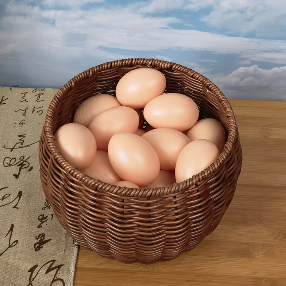 

Retro Imitation Rattan Woven Drum-shaped Desktop Storage Basket Christmas Wresth Plastic Box Favor Organizer Iron for
