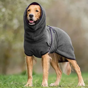 Cozy Soft Polyester Pet Clothes Vest Dog Towelling Drying Robe Warm Fleece Hoodies Jacket Comfortable Sleepwear Coat Apparel Tre 6