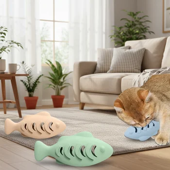 1pc Octopus-Shaped Cat Chew Toy - Interactive Treat Puzzle Feeder & Dental Teether，Self-Entertaining Silicone Pet Toy