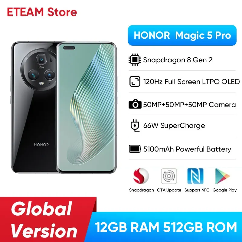 HONOR Magic5 Pro Global Version Snapdragon 8 Gen 2 12GB 512GB