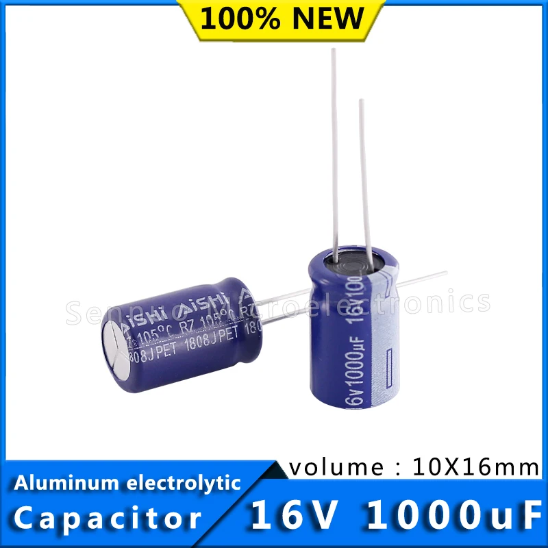 

10pcs 16V 1000UF 10*16 Low ESR Aluminum Electrolytic Capacitors 1000uf 16V High Frequency Low Resistance Electrolytic Capacitors