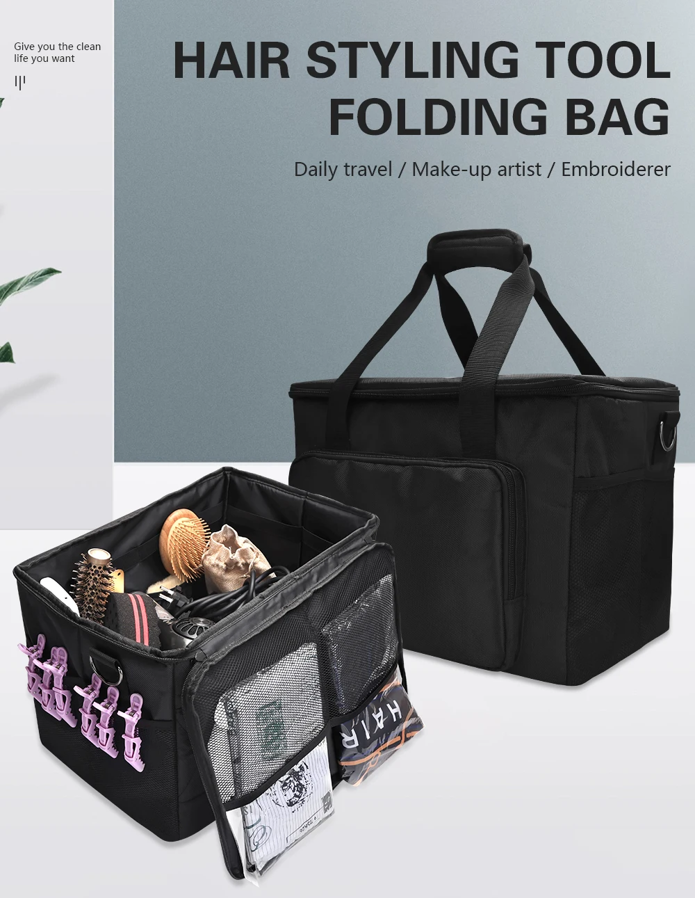 Friseur Falten Tasche Große Kapazität Make-Up Schere Werkzeuge Lagerung Friseur Kosmetik Salon Organizer Pflege Reise Ausgehende Taschen – Detail 1