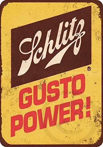 

Schlitz пивной Gusto мощный металлический жестяной знак 8x12 дюймов Декор