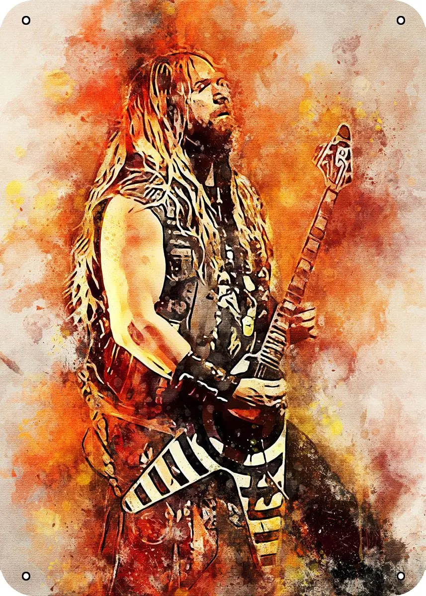 

Водяные цвета Zakk Wylde гитарист металлический жестяной знак 8X12 дюймов Настенный декор