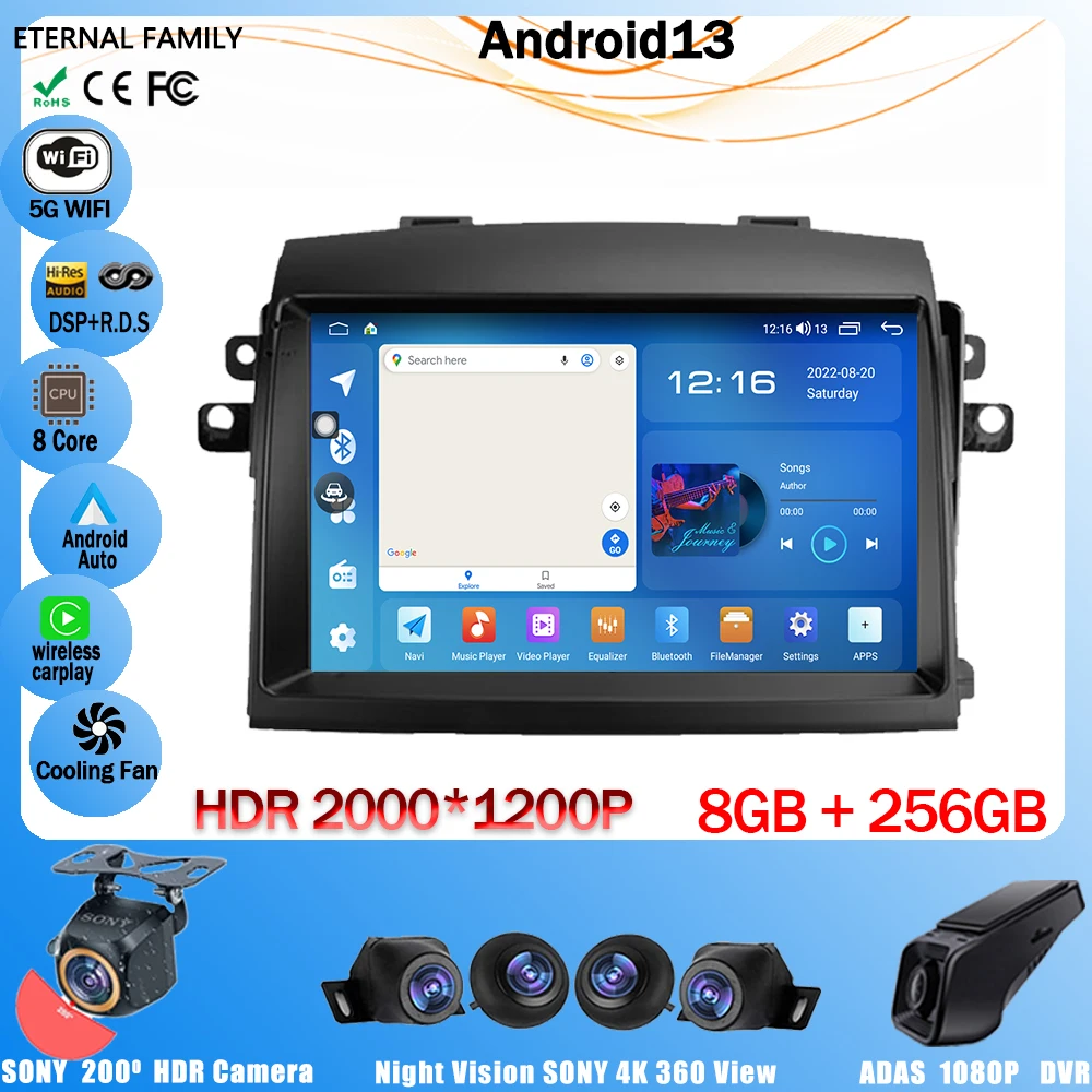 

Android 13 For Toyota Sienna 2 II XL20 2003 - 2010 Car Radio Multimedia Player Navigation GPS Autoradio Screen Carplay 5G WIFI