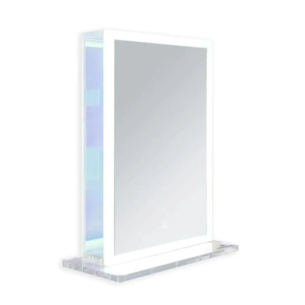 

Makeup Jewelry Cabinet Organizer LED Mirror Armoire Cosmetic Storage Shelve Light Vanity Glam Station BeautyOrganizer White Wall