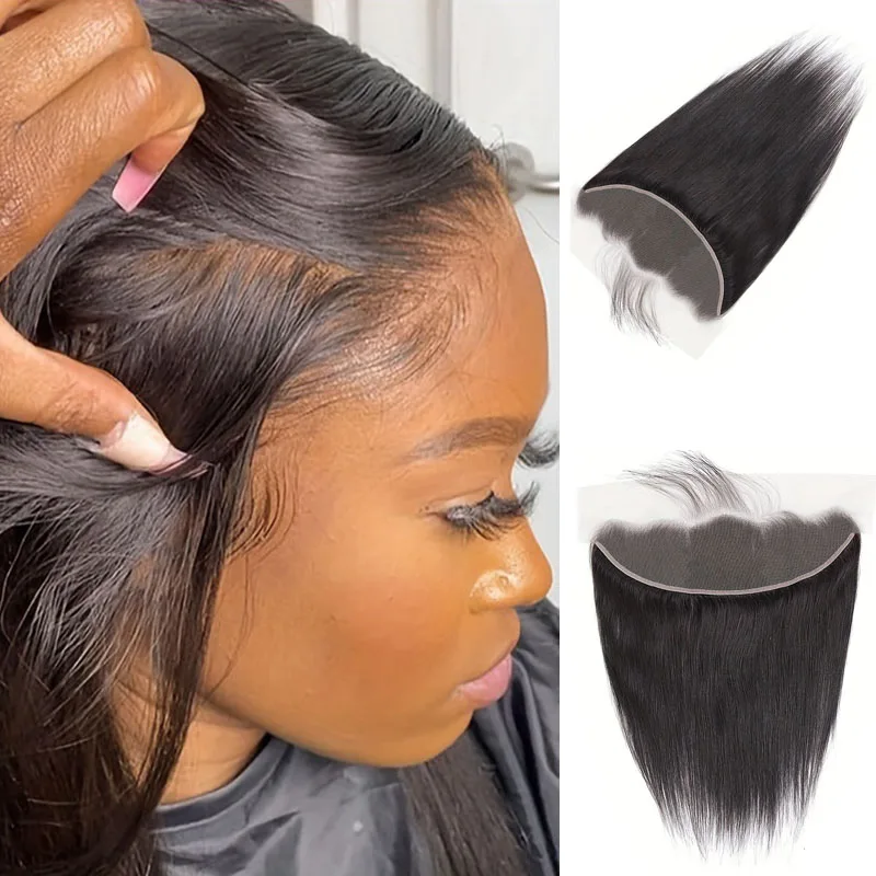 13x4 Lace Frontal Closure Straight Lace Closure Human Hair Transparent Ear to Ear Frontal Extensions for Women