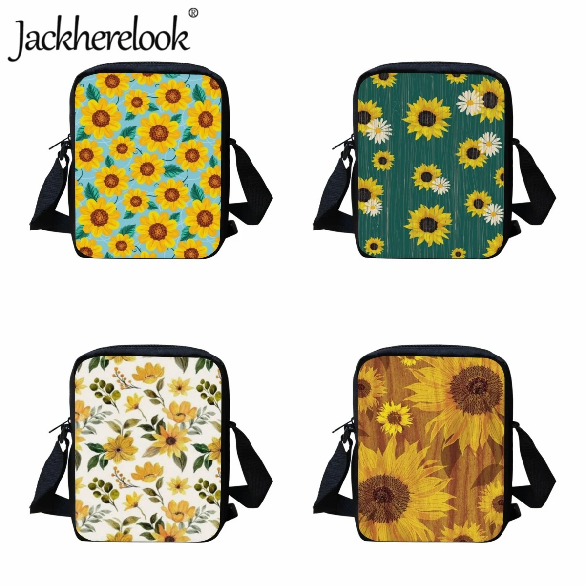 

Jackherelook Customized Sunflower Pattern Crossbody Bags for Children School Bag Teenagers Messenger Bag Casual Daily Travel Bag