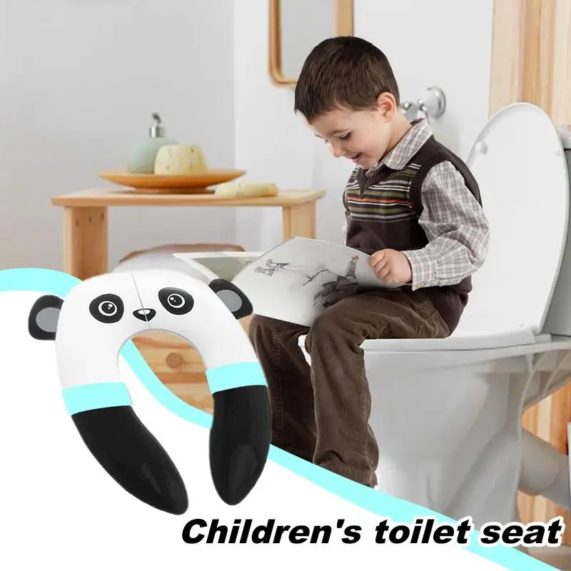 Foldable Toddler Toilet Seat Mat Travel Potty Seat Pad Folding Travel Panda Comfortable Toilet Seat Cover For Home Camping Trip 6