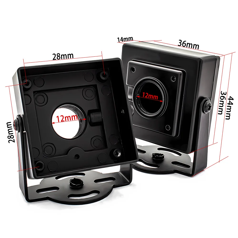 Alloggiamento in metallo mini per telecamera CCTV con attacco M12 e staffa per modulo scheda 32x32mm, per telecamere di sicurezza e sorveglianza industriale da interno - immagine 2