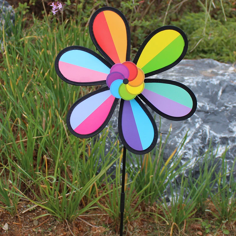 Rainbow Garden Windmill Pinwheel Decor 3
