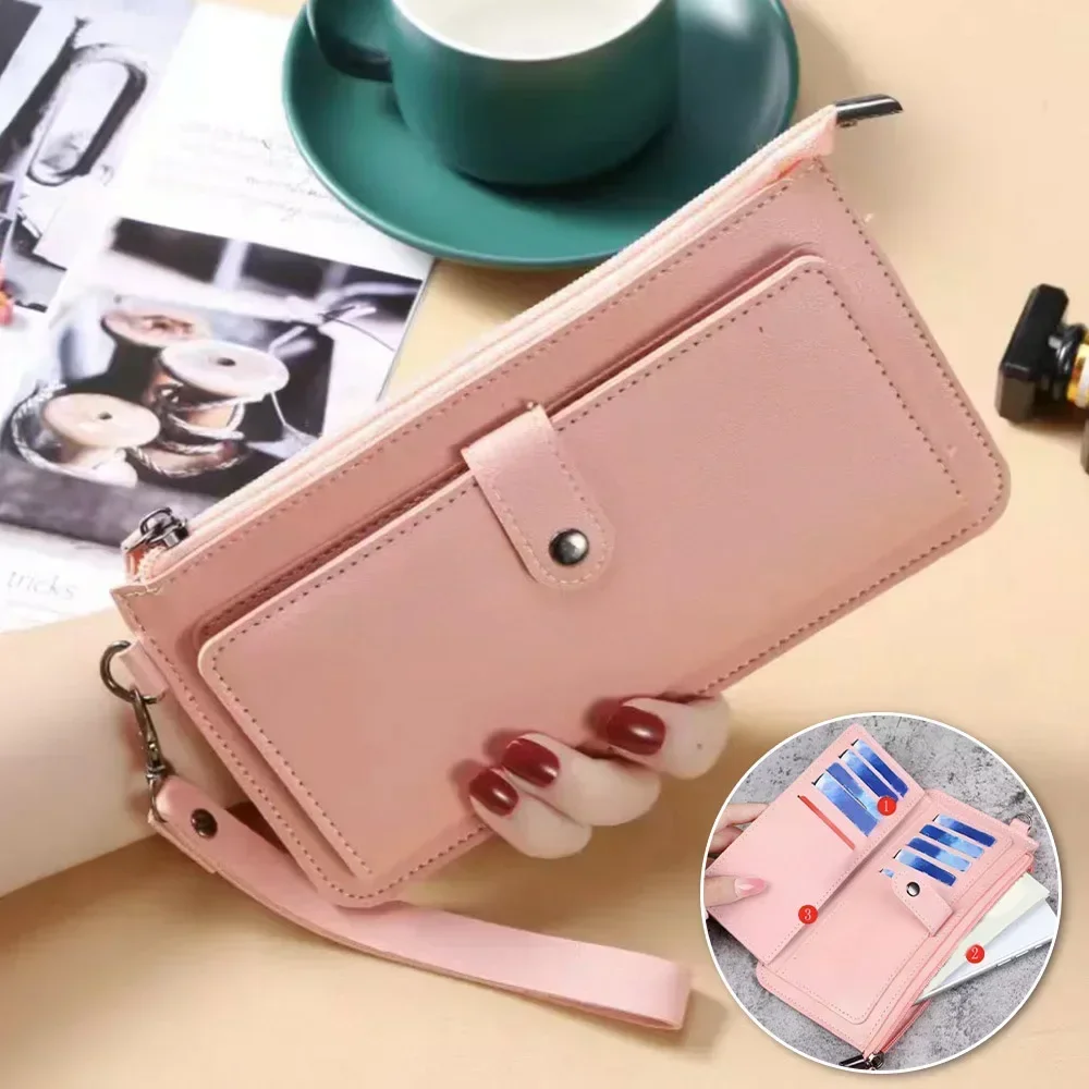 Women Wallet Fashion Zipper Wallets Womens Purses Handbags Leather Billfold Wallet Anti Thief Rfid Minimalist Wallet Rose Gold Pattern