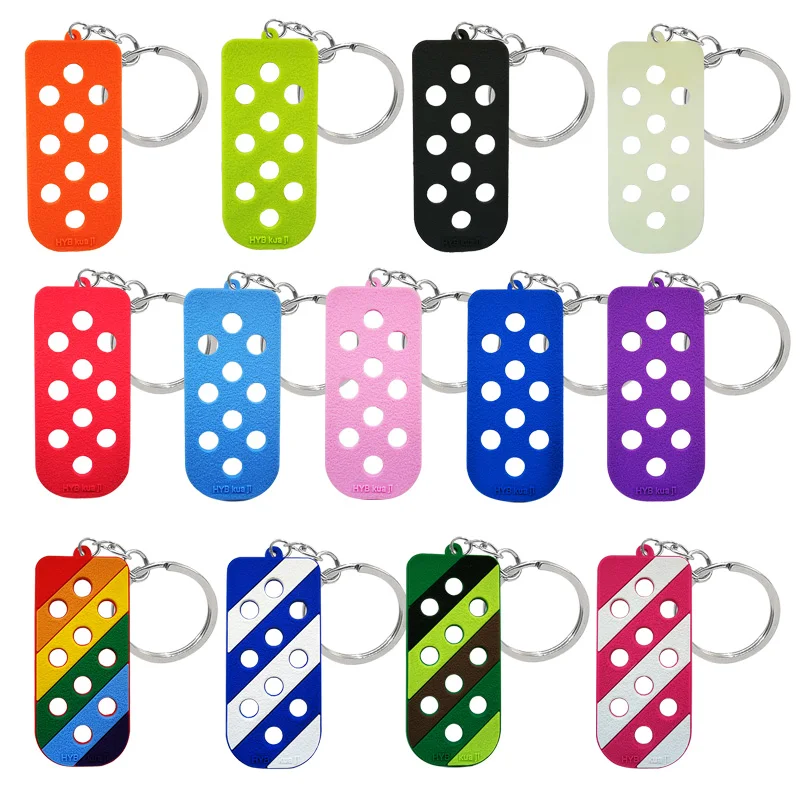 Luggage Tag Hole Keyring Keychain Shoe Charms Decoration For Handbag Key Fluorescent Accessory Decoration 1PCS shoe charms,shoe decorations