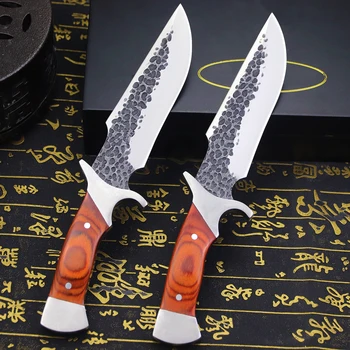 Japanese forged Full Tang hunting straight knife + leather sheath, outdoor camping, survival knife, jungle EDC knife 4