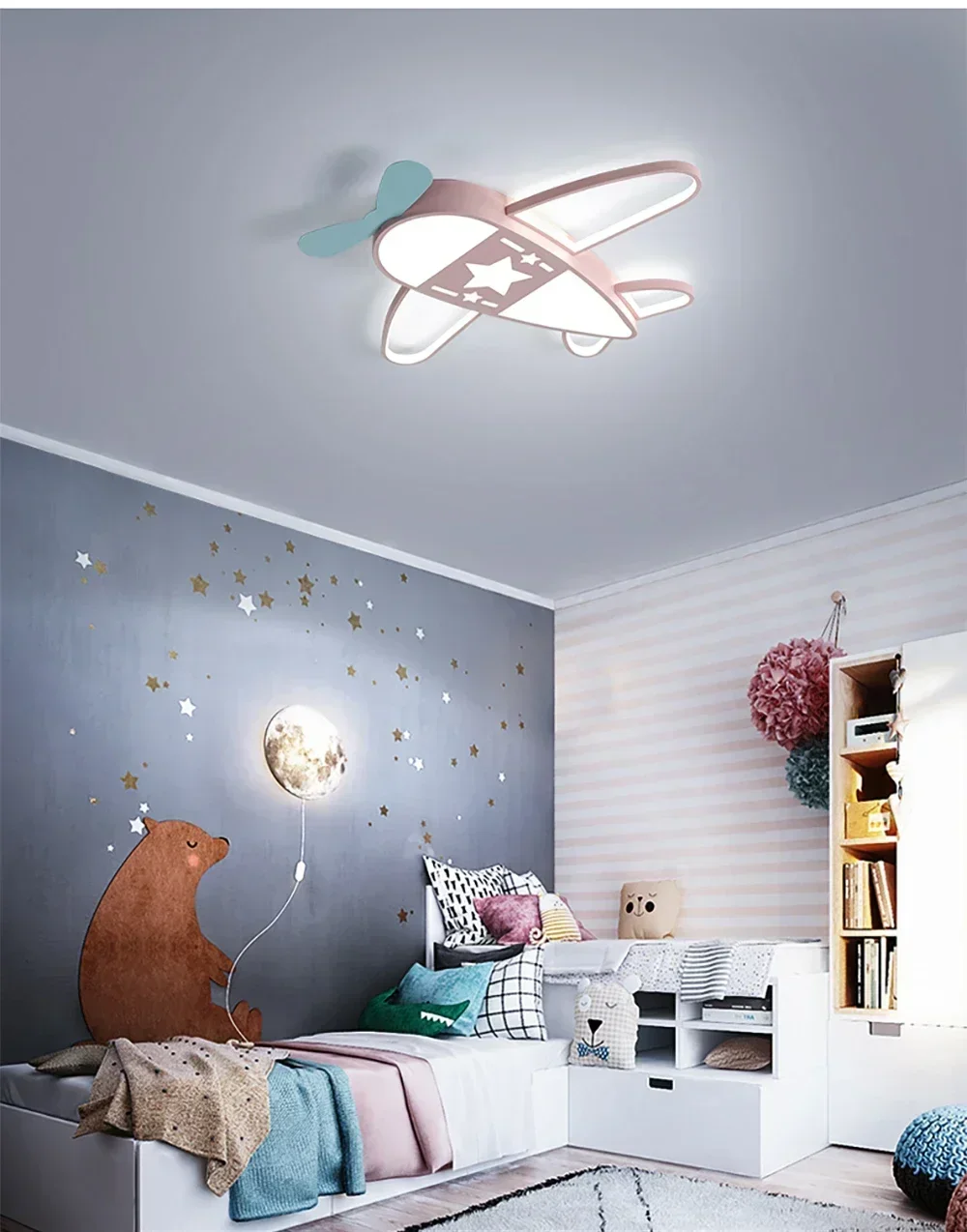 Children Cartoon Creative Lamp Modern Airplane Led Ceiling Lights for Baby Kids Room Bedroom Nursery Indoor Lighting Fixtures