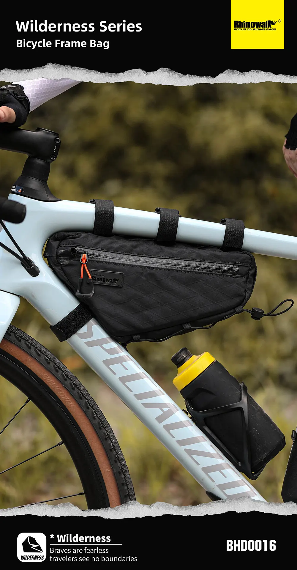 Rhinowalk Fahrrad-Frontrahmentasche, wasserabweisend, 1,7 l/2,4 l/2,9 l, Bikepacking für MTB und Rennrad, Radfahren, dreieckiger Querträger-Pack – Detail 1