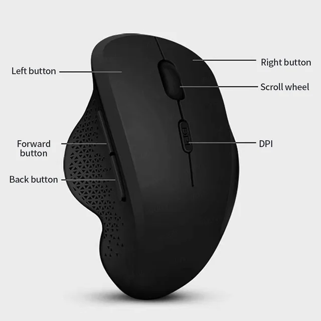 Ergonomic Rechargeable Wireless Bluetooth Mouse for PC Computer Laptop Macbook 1600DPI Dual Mode Mouse for IOS Android Tablet 6