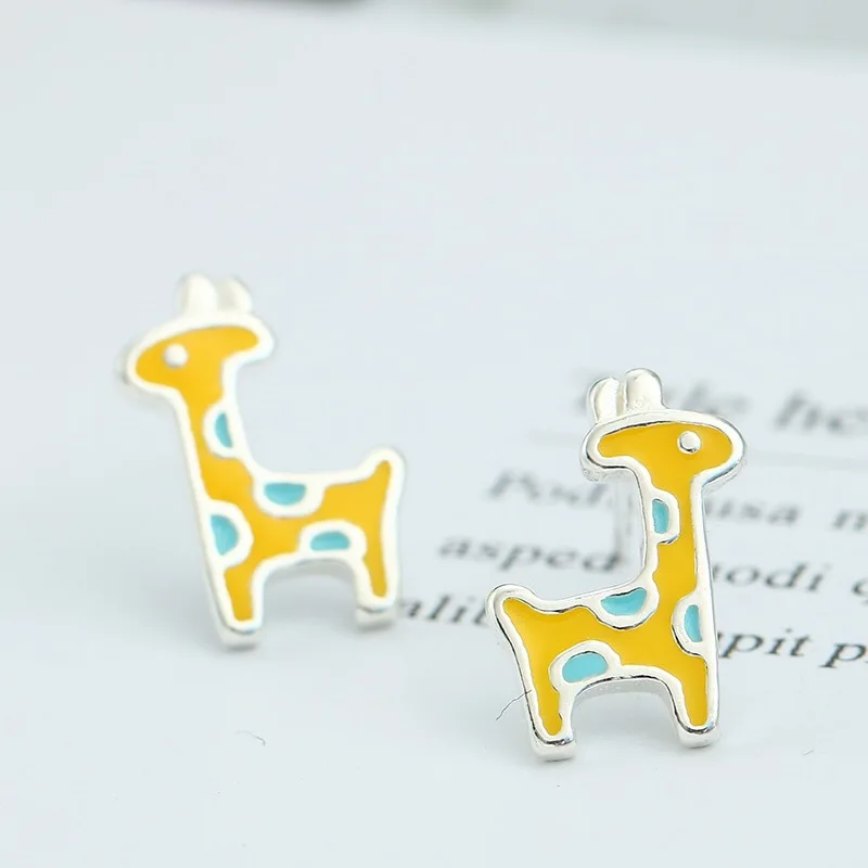 Buyee 925 Sterling Silver Cute Earring Vivid Giraffe Animal Sweet Earring for Woman Girl Fashion Party Fine Jewelry Earring
