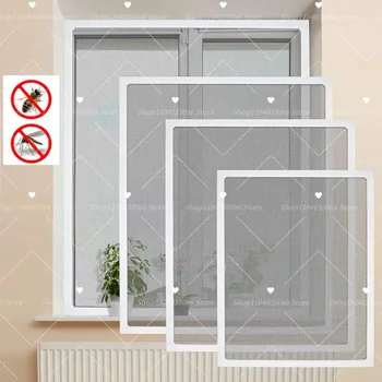 Moustiquaire de taille personnalisable, légère et respirante, anti-insectes, auto-adhésive, réutilisable, écran de fenêtre blanc, Protection contre les insectes 1